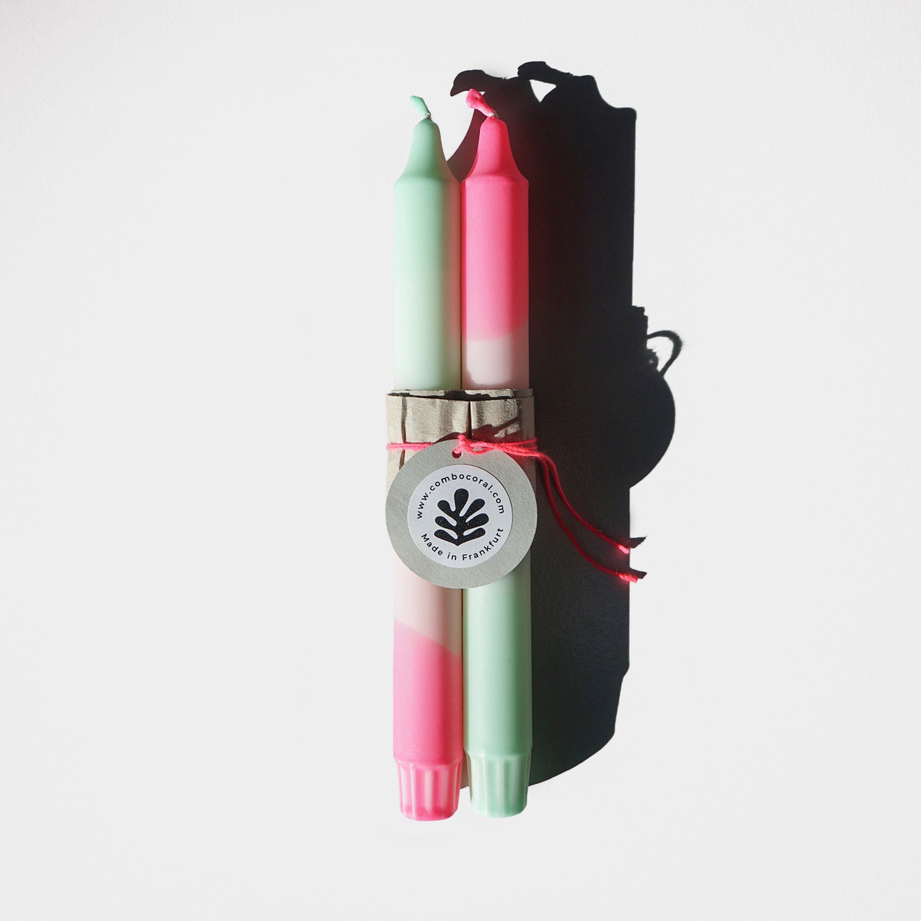 Dip dye candle set of 2 "peppermint prinz"