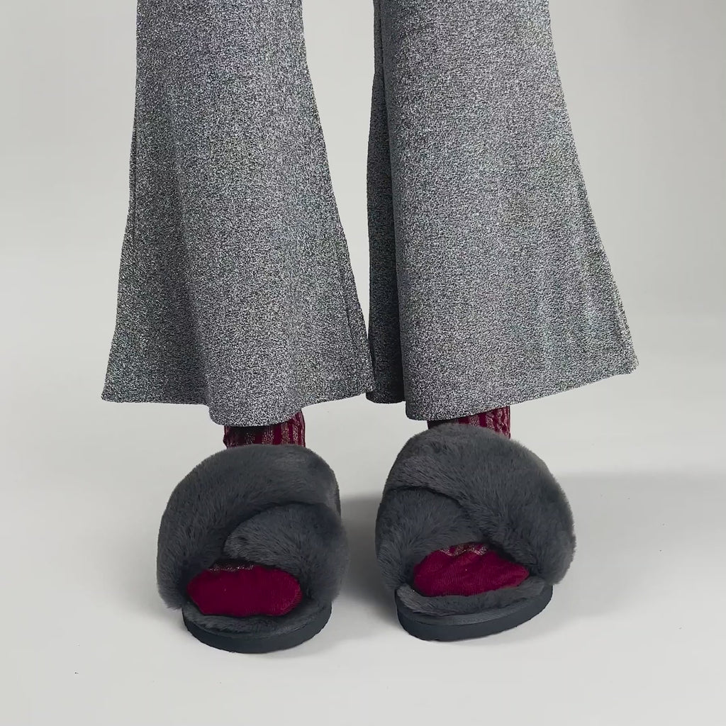 Video flip*flop cross fur 2 in Color steel